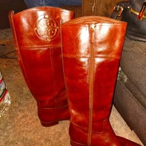 Tory Burch Brown Leather Riding Boots